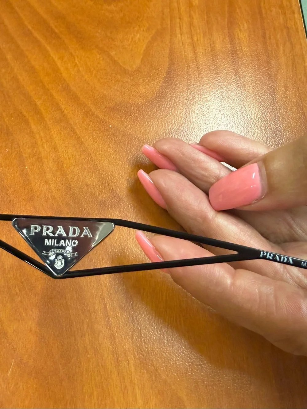 Prada Black Cat-Eye Sunglasses with Logo Temple Accent